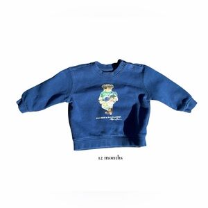 Ralph Lauren Navy Blue Polo Bear Sweatshirt - Kids